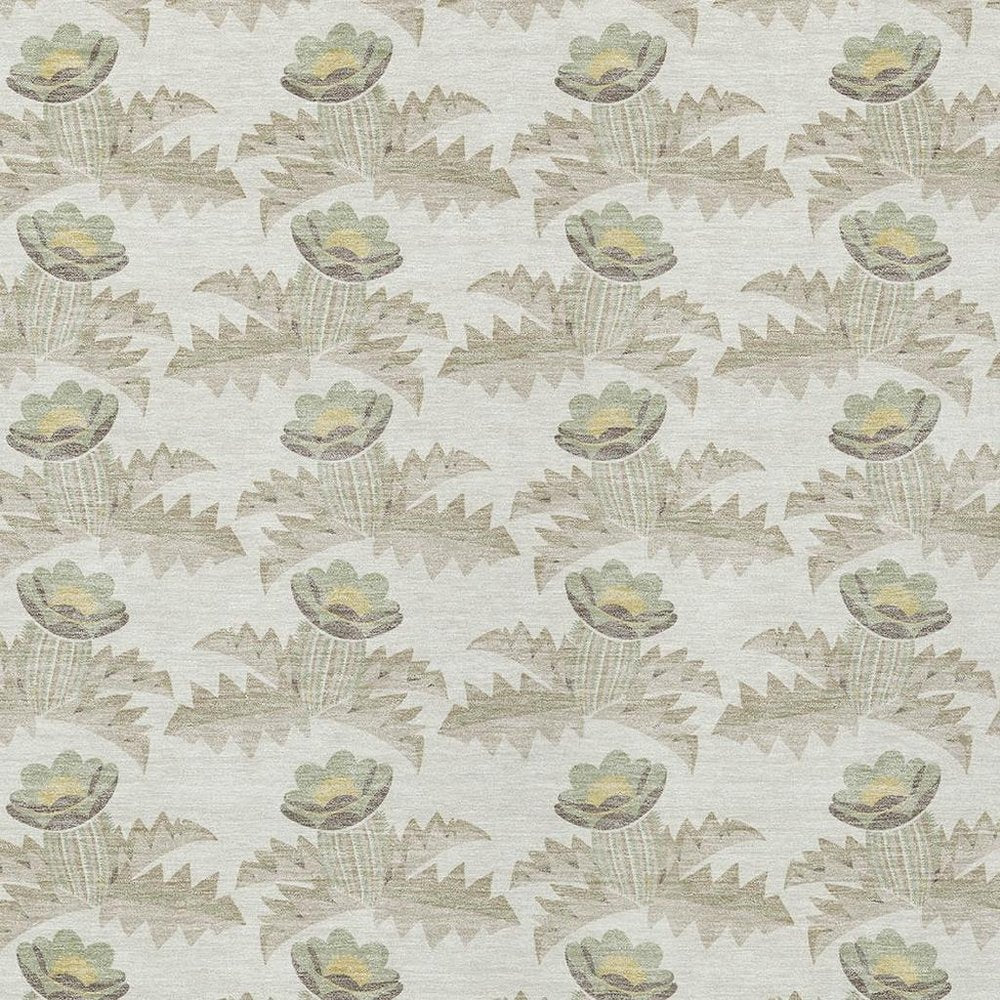 10' X 14' Ivory And Brown Floral Washable Indoor Outdoor Area Rug — view 8