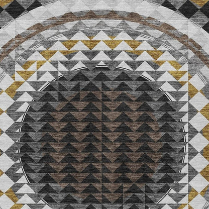 5' X 8' Black And Linen Geometric Washable Indoor Outdoor Area Rug HomeRoots