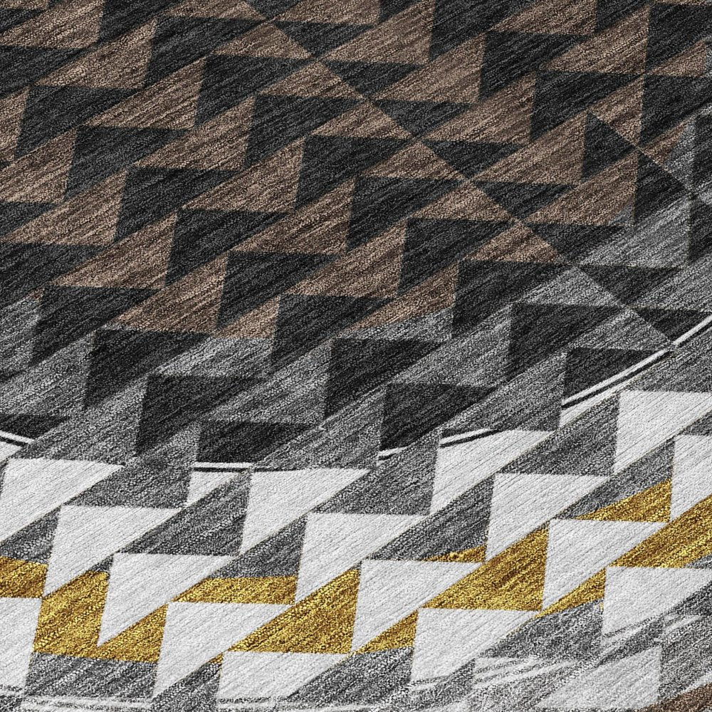 5' X 8' Black And Linen Geometric Washable Indoor Outdoor Area Rug — view 3