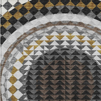 8' X 10' Black And Linen Geometric Washable Indoor Outdoor Area Rug HomeRoots
