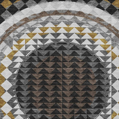 8' X 10' Black And Linen Geometric Washable Indoor Outdoor Area Rug HomeRoots