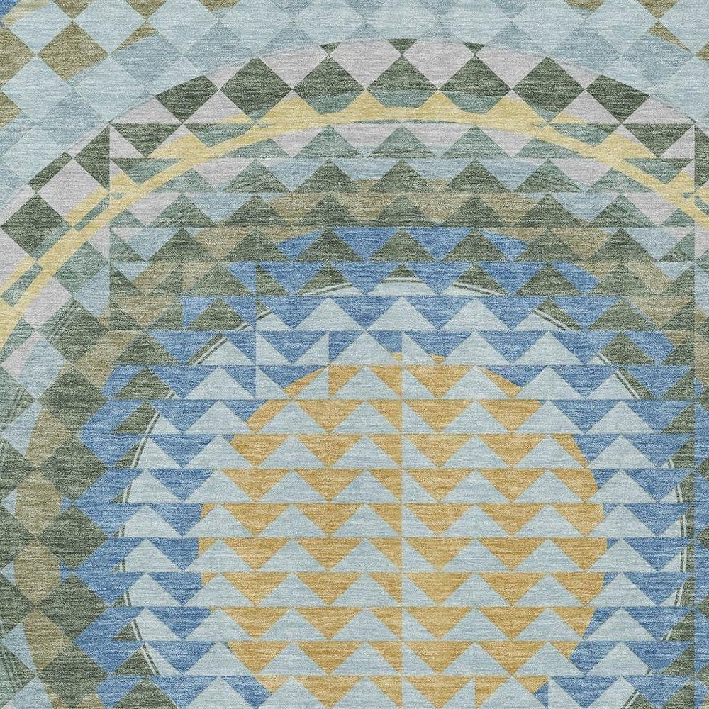 5' X 8' Blue And Silver Geometric Washable Indoor Outdoor Area Rug HomeRoots