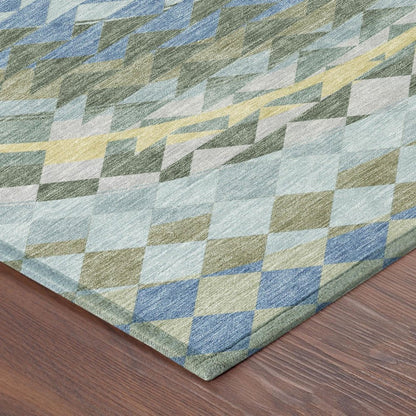 8' X 10' Blue And Silver Geometric Washable Indoor Outdoor Area Rug HomeRoots