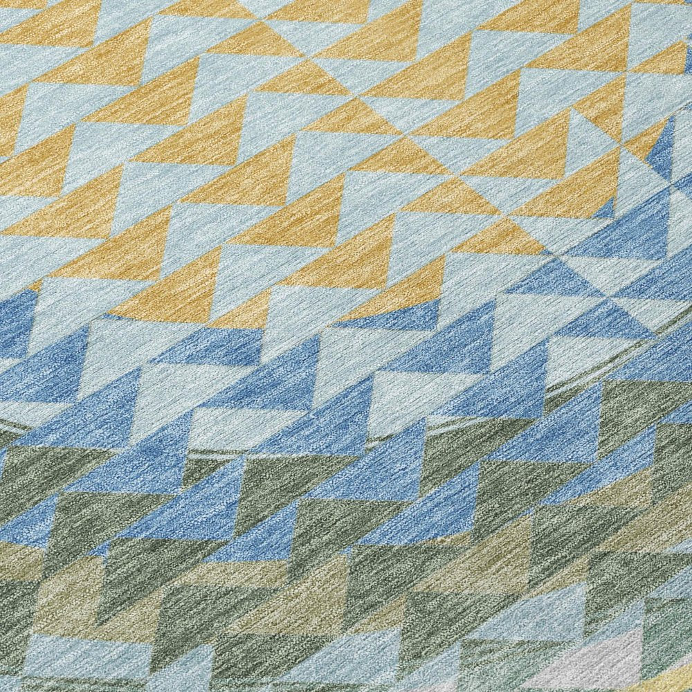 8' X 10' Blue And Silver Geometric Washable Indoor Outdoor Area Rug — view 3