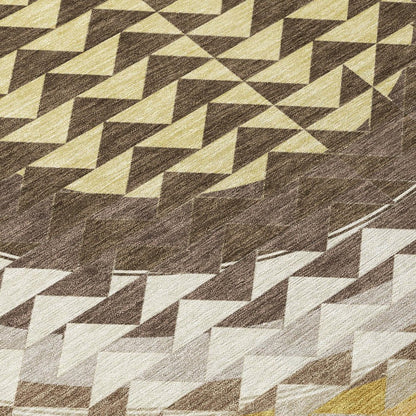 8' Chocolate And Green Round Geometric Washable Indoor Outdoor Area Rug HomeRoots