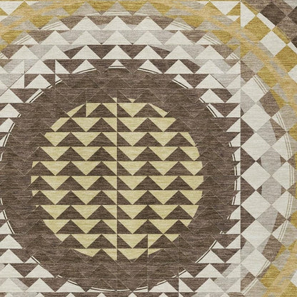 8' X 10' Chocolate And Green Geometric Washable Indoor Outdoor Area Rug HomeRoots