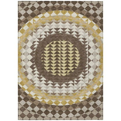 8' X 10' Chocolate And Green Geometric Washable Indoor Outdoor Area Rug HomeRoots