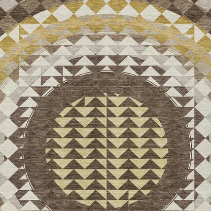 10' X 14' Chocolate And Green Geometric Washable Indoor Outdoor Area Rug HomeRoots