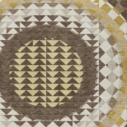 10' X 14' Chocolate And Green Geometric Washable Indoor Outdoor Area Rug HomeRoots