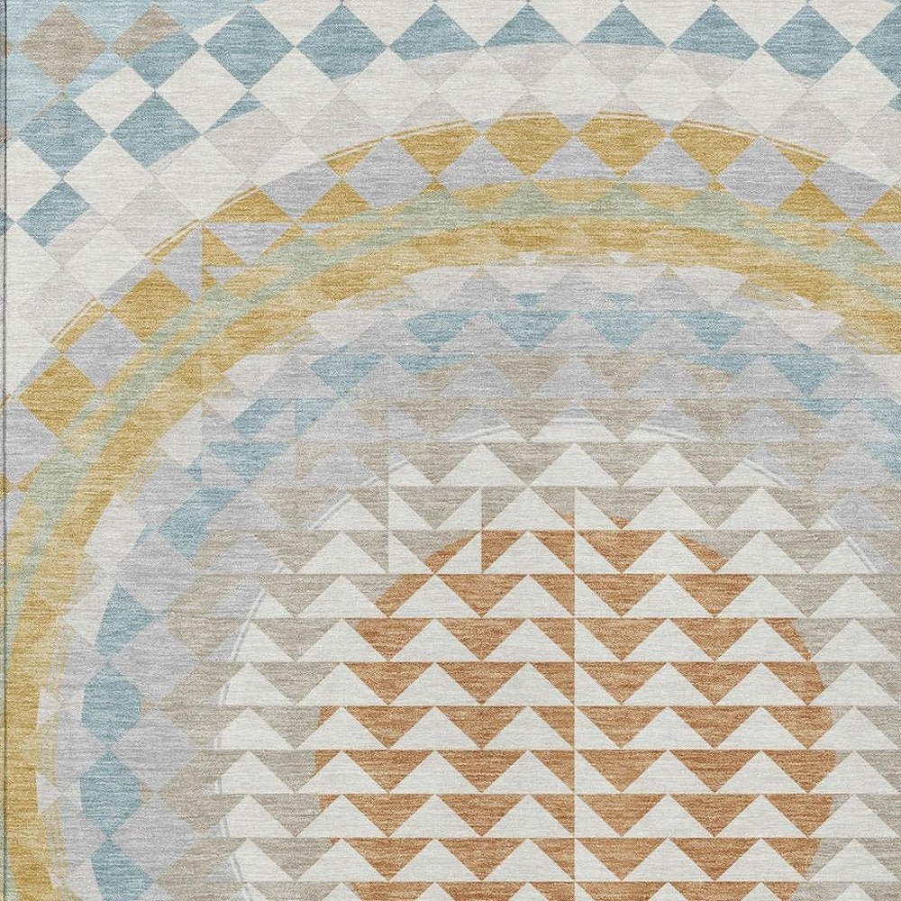 8' X 10' Ivory And Plum Geometric Washable Indoor Outdoor Area Rug — view 4