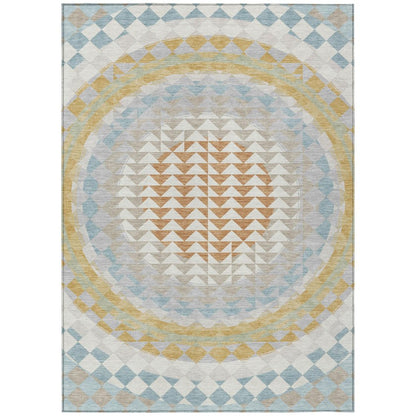 8' X 10' Ivory And Plum Geometric Washable Indoor Outdoor Area Rug HomeRoots