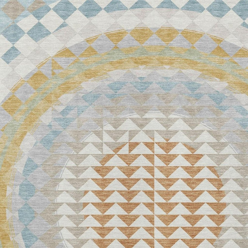 10' X 14' Ivory And Plum Geometric Washable Indoor Outdoor Area Rug — view 4