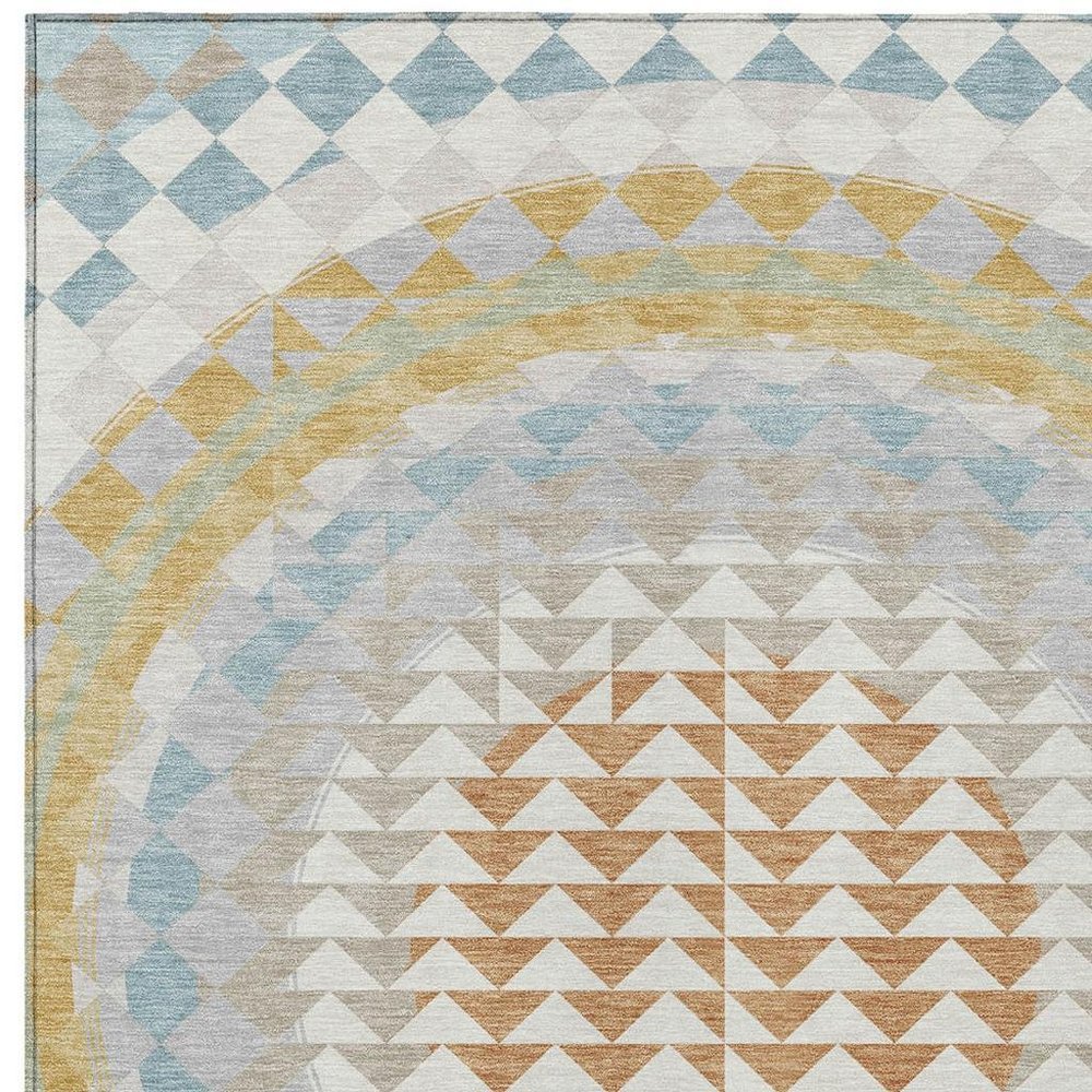 10' X 14' Ivory And Plum Geometric Washable Indoor Outdoor Area Rug — view 8