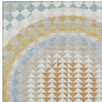 10' X 14' Ivory And Plum Geometric Washable Indoor Outdoor Area Rug HomeRoots