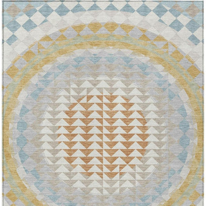 10' X 14' Ivory And Plum Geometric Washable Indoor Outdoor Area Rug HomeRoots
