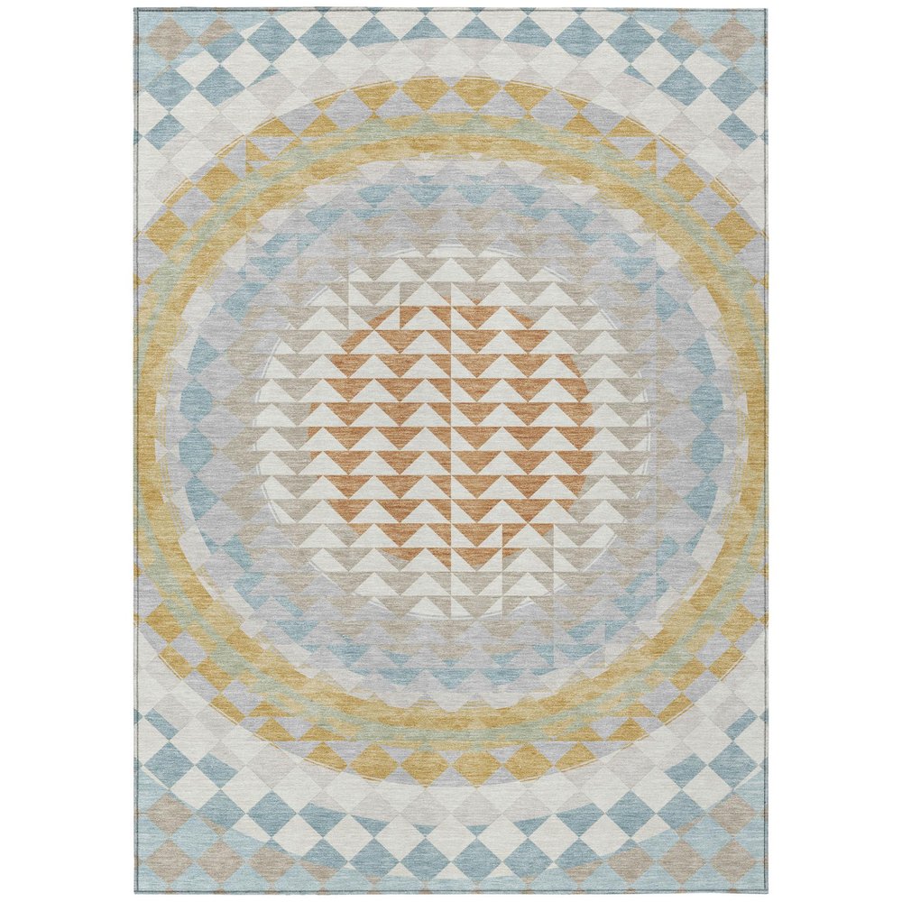 10' X 14' Ivory And Plum Geometric Washable Indoor Outdoor Area Rug — view 1