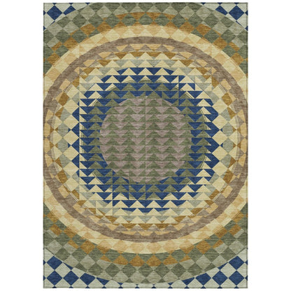 3' X 5' Olive Green And Rust Geometric Washable Indoor Outdoor Area Rug HomeRoots