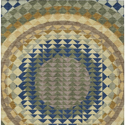 10' X 14' Olive Green And Rust Geometric Washable Indoor Outdoor Area Rug HomeRoots