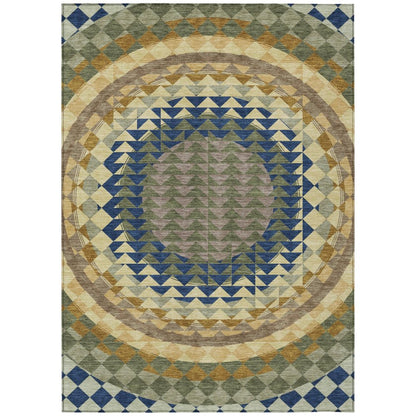 10' X 14' Olive Green And Rust Geometric Washable Indoor Outdoor Area Rug HomeRoots