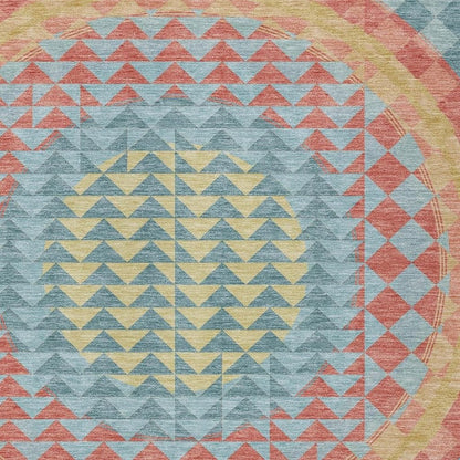 10' X 14' Teal Blue And Granite Gray Geometric Washable Indoor Outdoor Area Rug HomeRoots