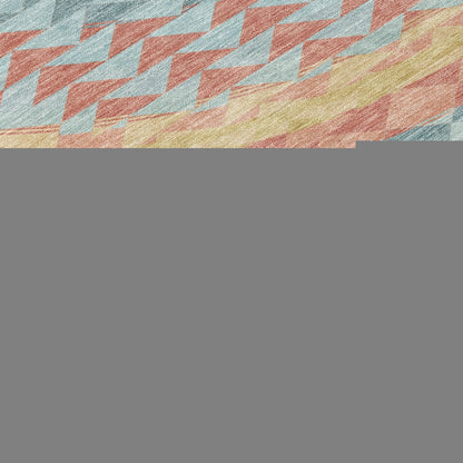 10' X 14' Teal Blue And Granite Gray Geometric Washable Indoor Outdoor Area Rug HomeRoots