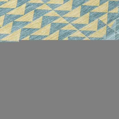 10' X 14' Teal Blue And Granite Gray Geometric Washable Indoor Outdoor Area Rug HomeRoots