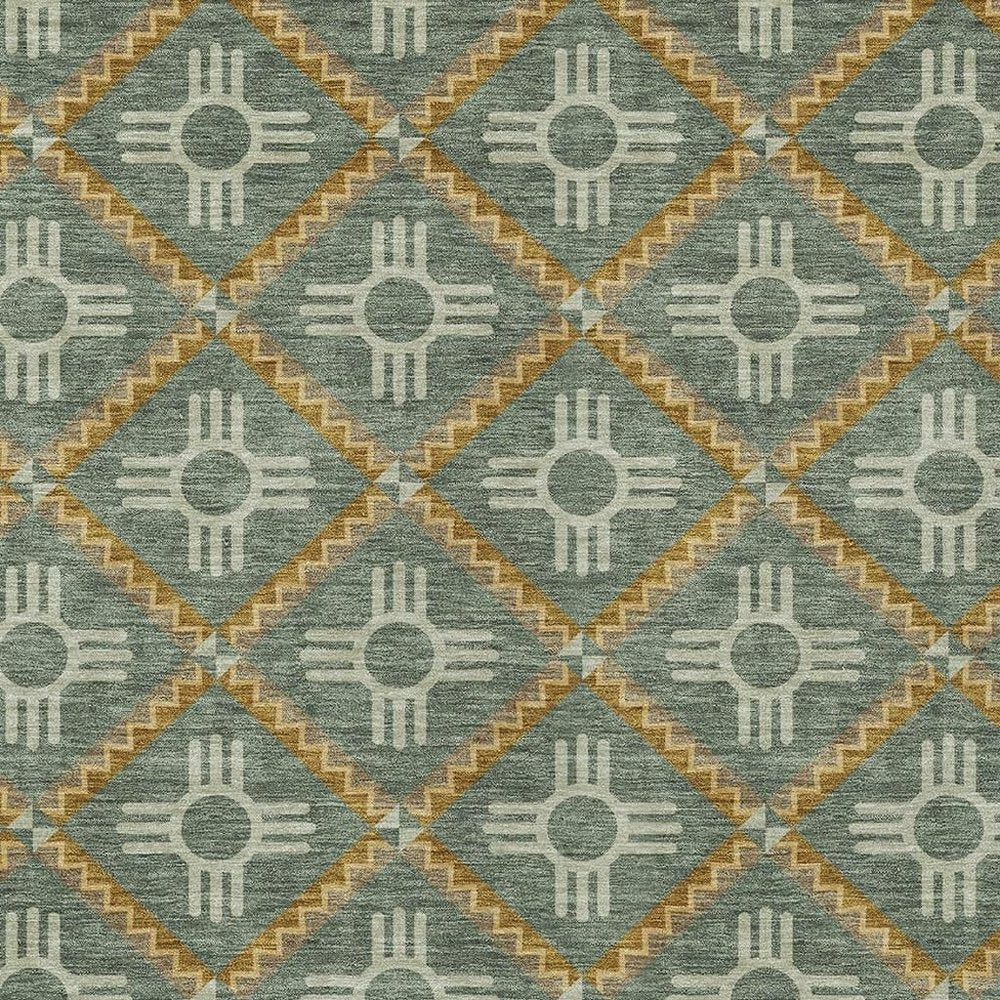 5' X 8' Green And Red Geometric Washable Indoor Outdoor Area Rug HomeRoots