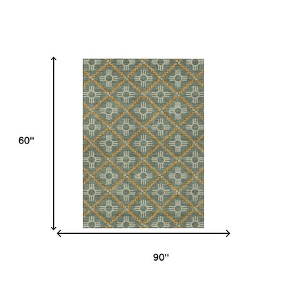 5' X 8' Green And Red Geometric Washable Indoor Outdoor Area Rug HomeRoots