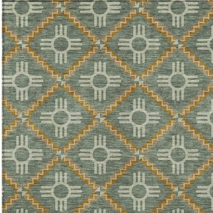 5' X 8' Green And Red Geometric Washable Indoor Outdoor Area Rug HomeRoots