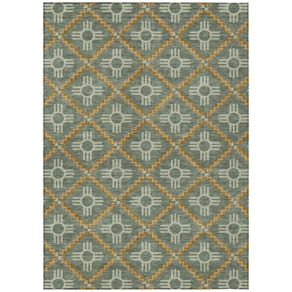 5' X 8' Green And Red Geometric Washable Indoor Outdoor Area Rug HomeRoots