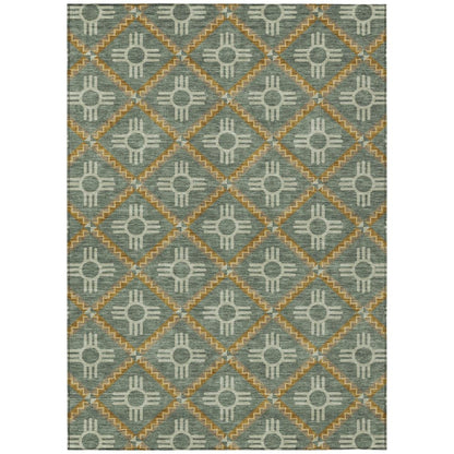 5' X 8' Green And Red Geometric Washable Indoor Outdoor Area Rug HomeRoots