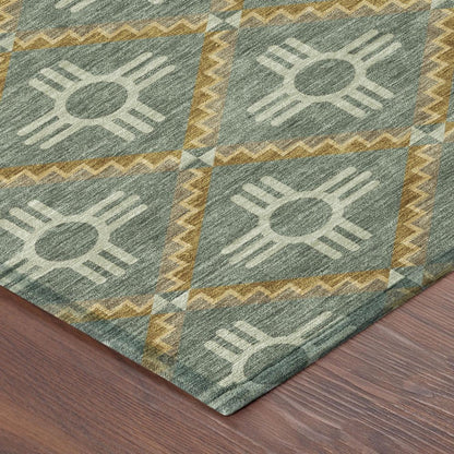 5' X 8' Green And Red Geometric Washable Indoor Outdoor Area Rug HomeRoots