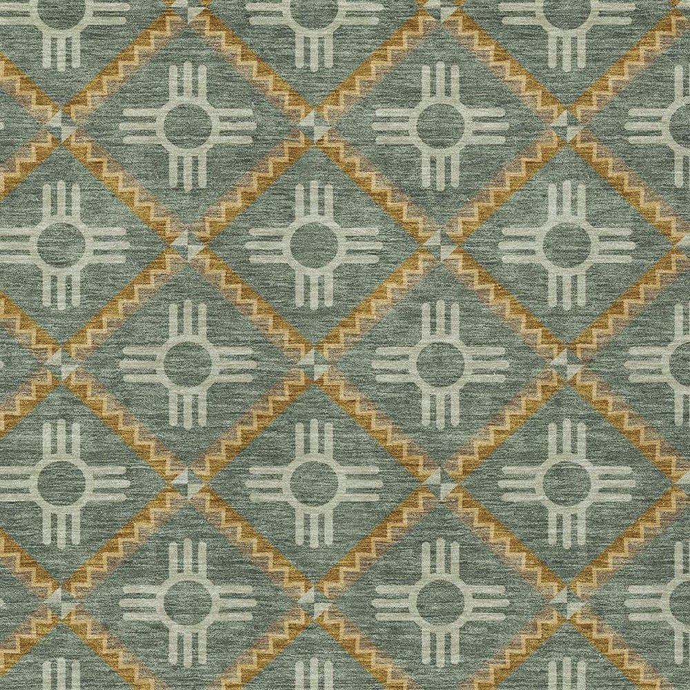 9' X 12' Green And Red Geometric Washable Indoor Outdoor Area Rug HomeRoots