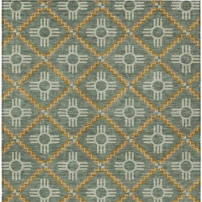 9' X 12' Green And Red Geometric Washable Indoor Outdoor Area Rug HomeRoots