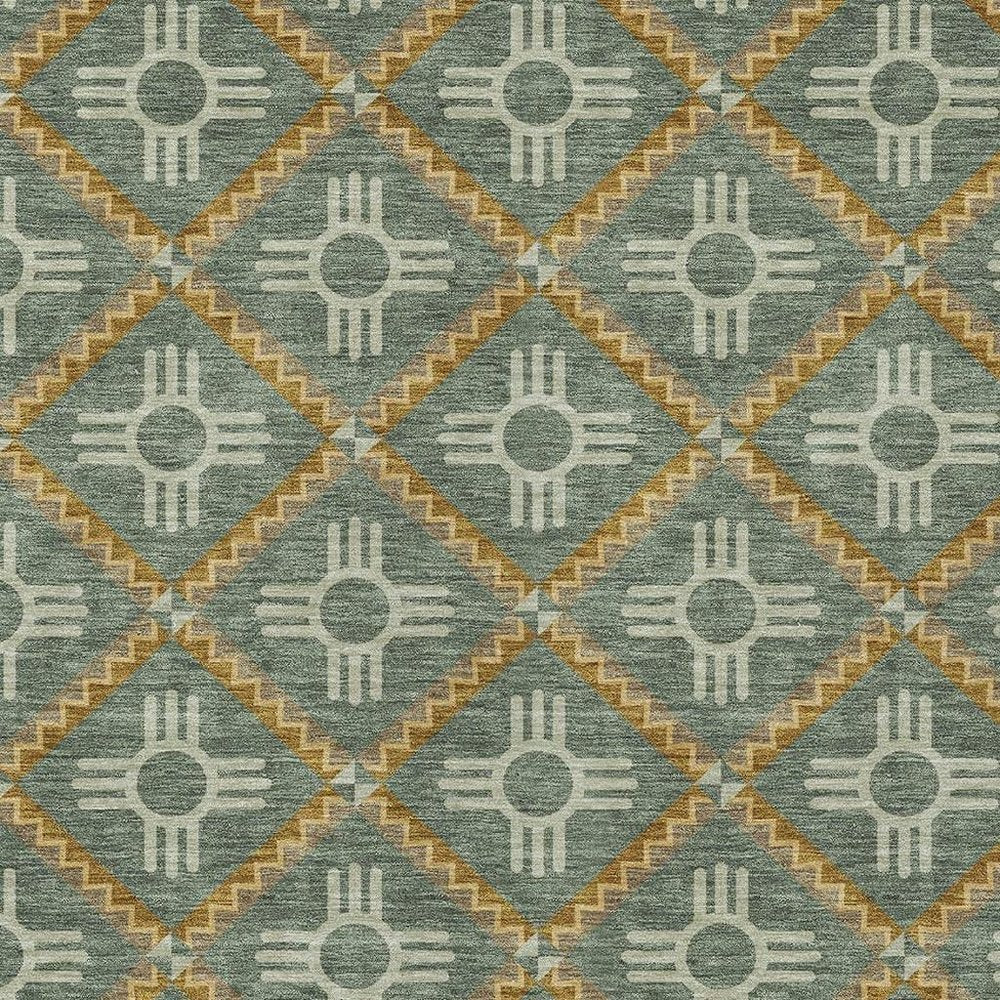9' X 12' Green And Red Geometric Washable Indoor Outdoor Area Rug — view 8
