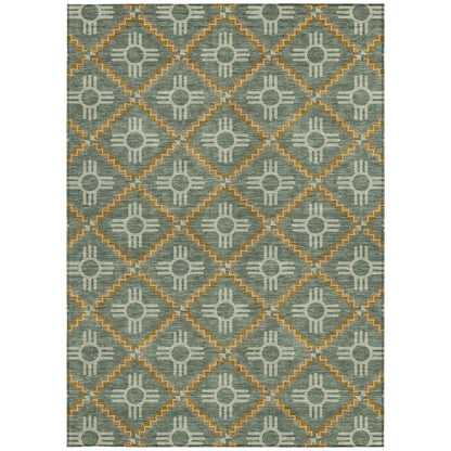10' X 14' Green And Red Geometric Washable Indoor Outdoor Area Rug HomeRoots