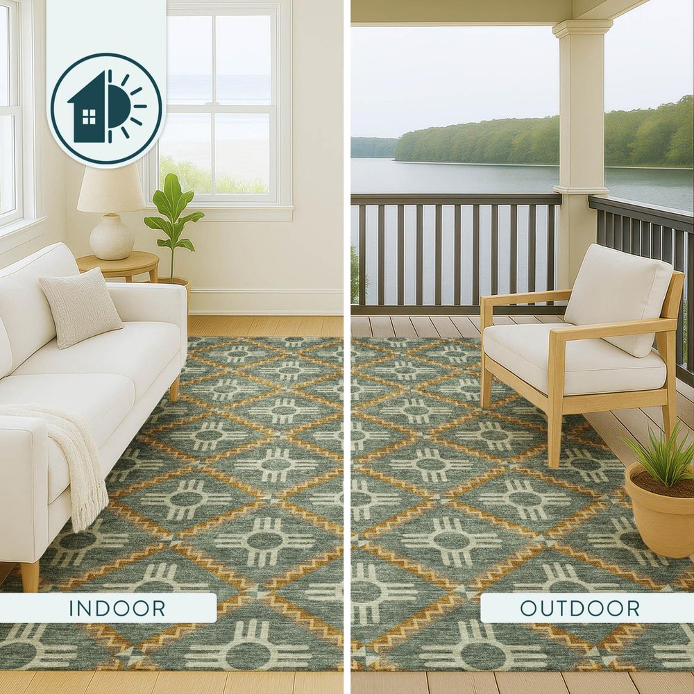 10' X 14' Green And Red Geometric Washable Indoor Outdoor Area Rug HomeRoots