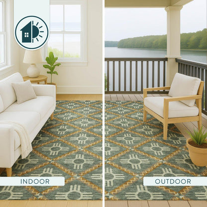10' X 14' Green And Red Geometric Washable Indoor Outdoor Area Rug HomeRoots
