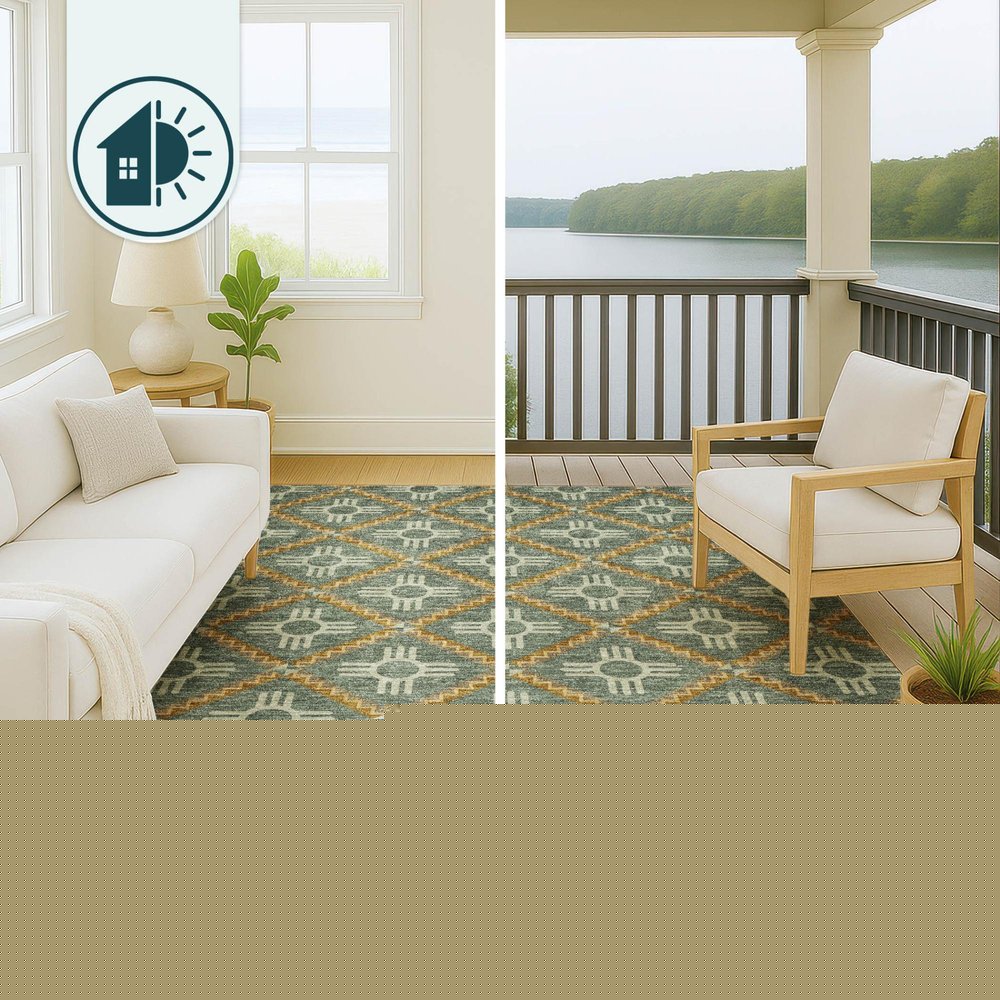 10' X 14' Green And Red Geometric Washable Indoor Outdoor Area Rug HomeRoots