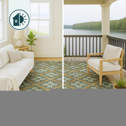 10' X 14' Green And Red Geometric Washable Indoor Outdoor Area Rug HomeRoots