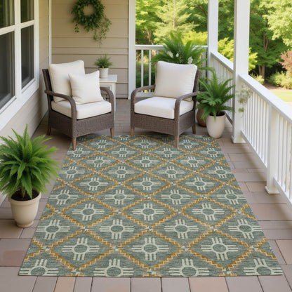 10' X 14' Green And Red Geometric Washable Indoor Outdoor Area Rug HomeRoots