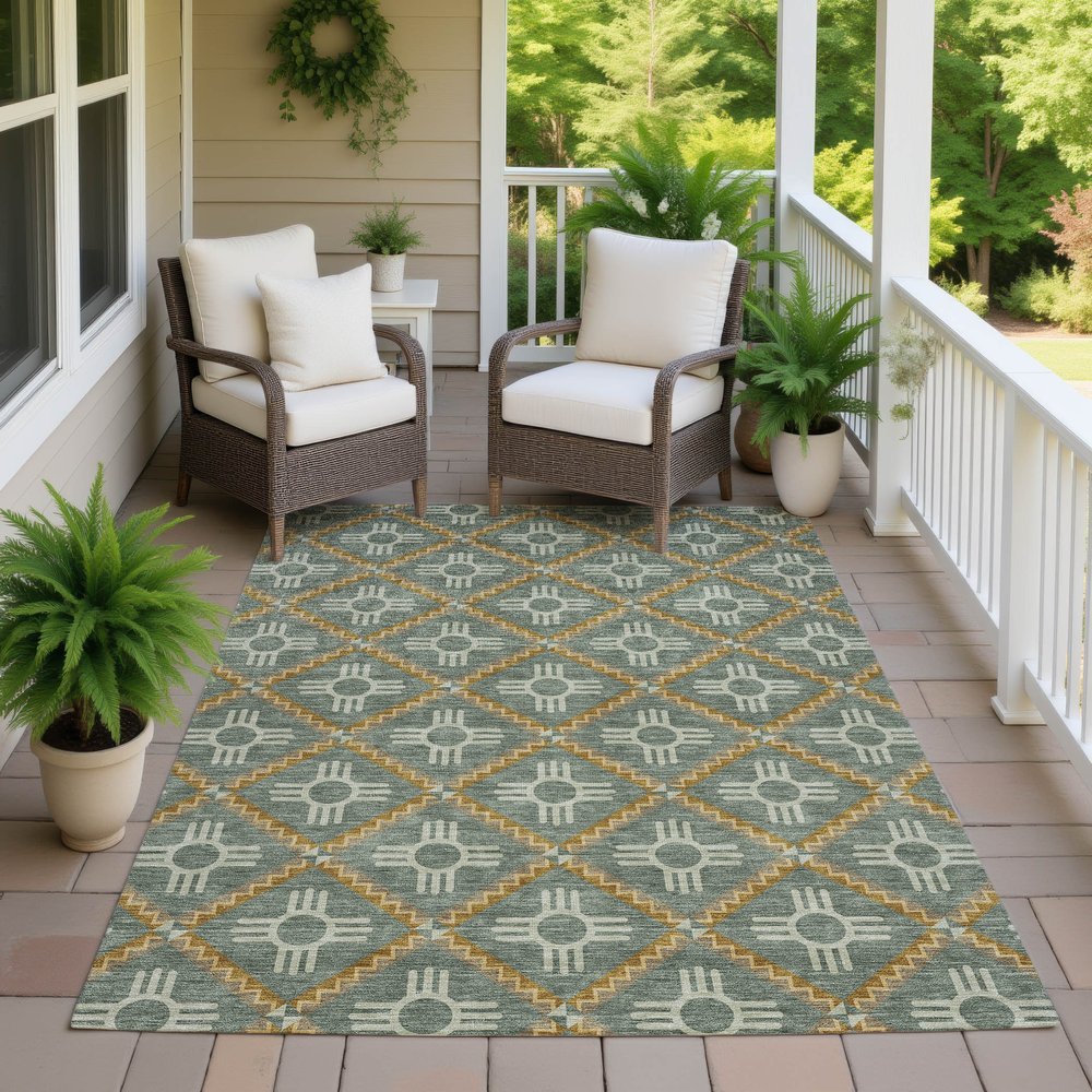 10' X 14' Green And Red Geometric Washable Indoor Outdoor Area Rug HomeRoots