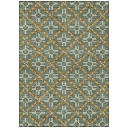 10' X 14' Green And Red Geometric Washable Indoor Outdoor Area Rug HomeRoots