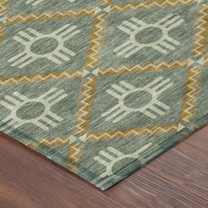 10' X 14' Green And Red Geometric Washable Indoor Outdoor Area Rug HomeRoots