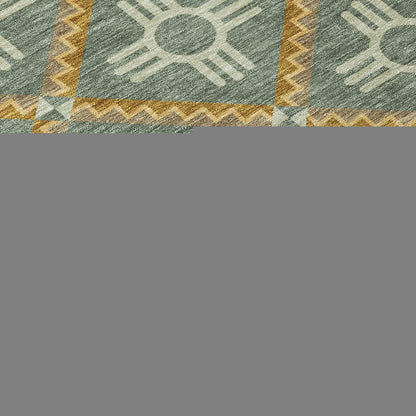 10' X 14' Green And Red Geometric Washable Indoor Outdoor Area Rug HomeRoots