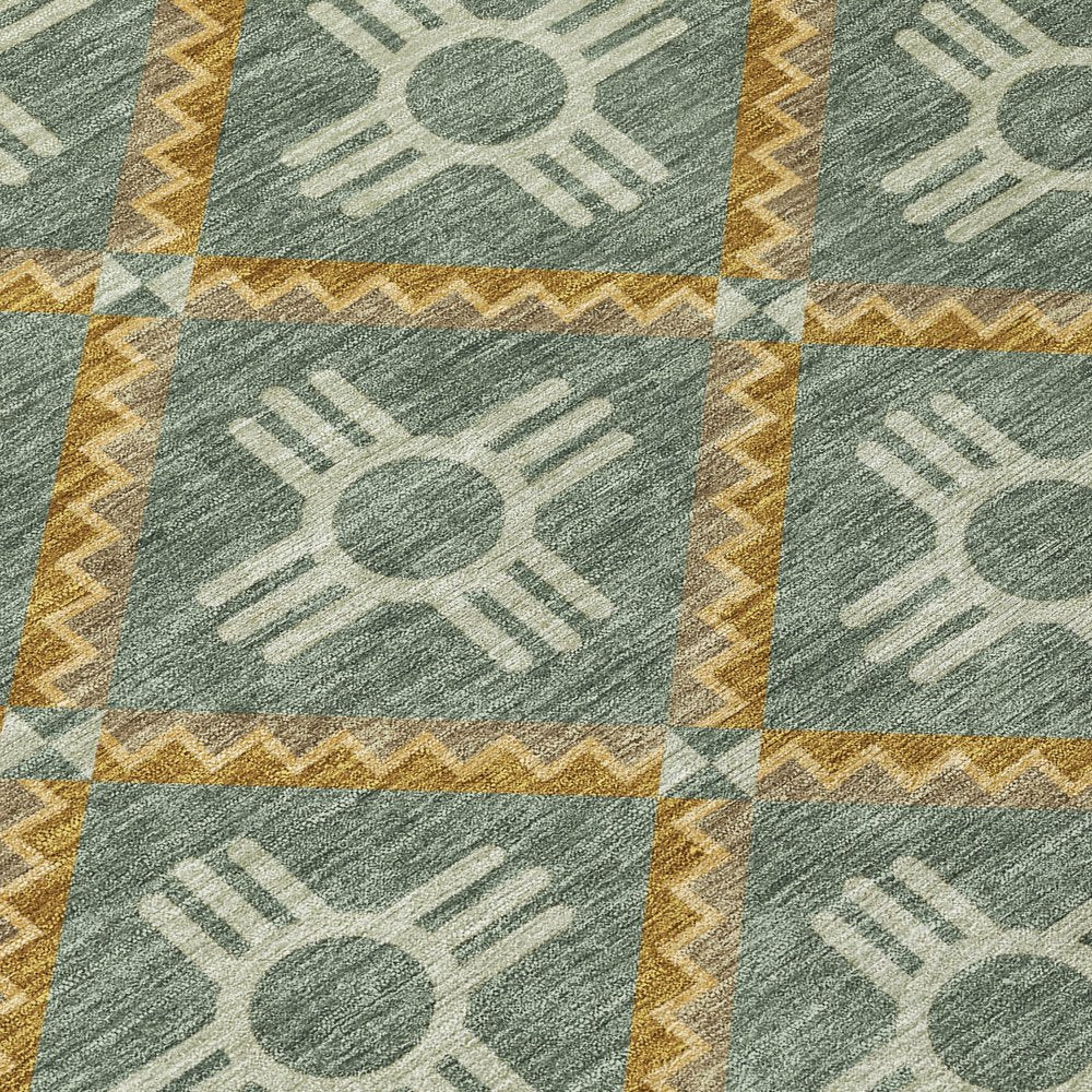 10' X 14' Green And Red Geometric Washable Indoor Outdoor Area Rug — view 10