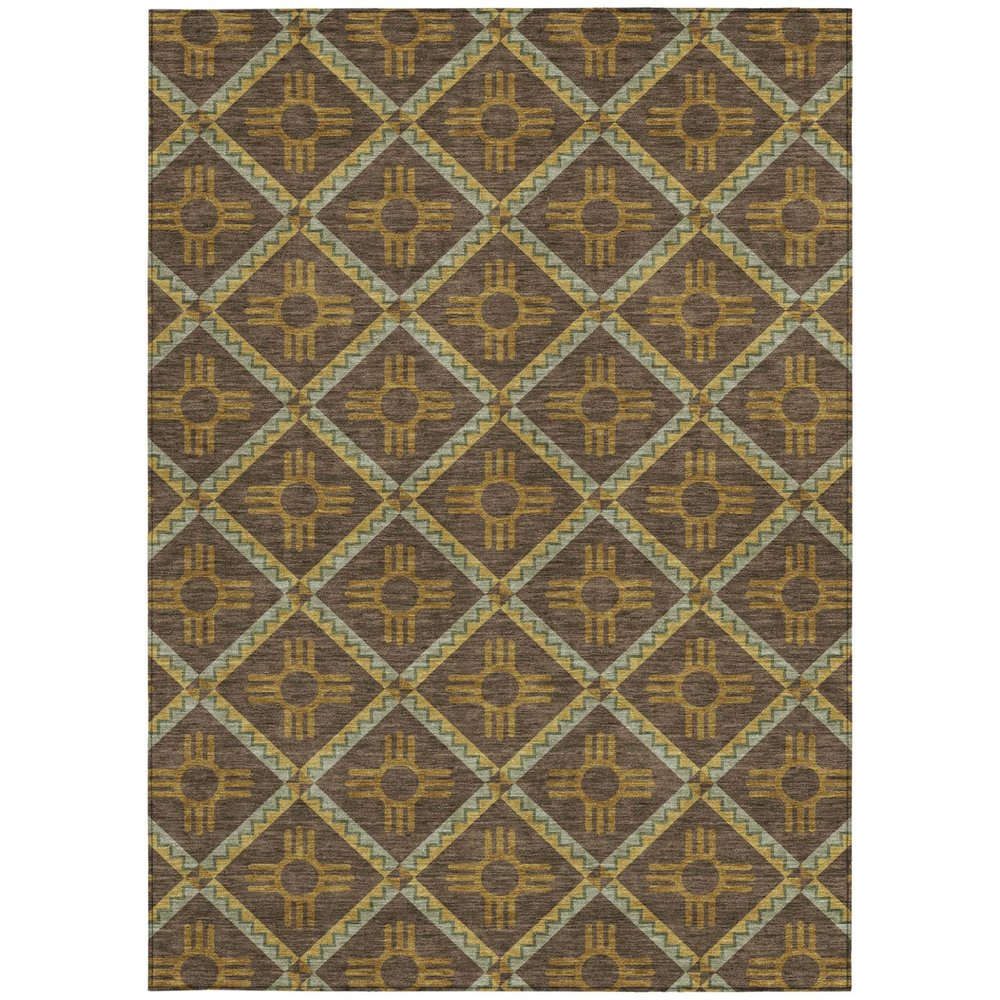 3' X 5' Chocolate And Taupe Geometric Washable Indoor Outdoor Area Rug HomeRoots