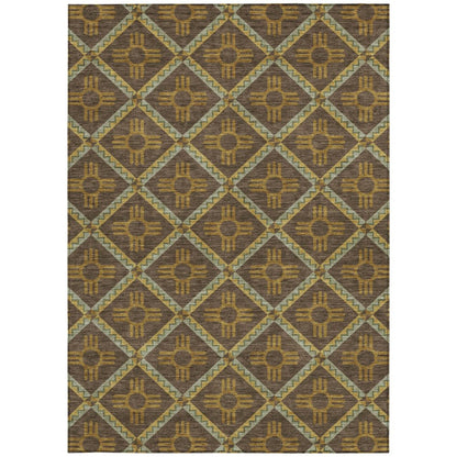 3' X 5' Chocolate And Taupe Geometric Washable Indoor Outdoor Area Rug HomeRoots