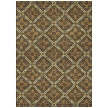 3' X 5' Chocolate And Taupe Geometric Washable Indoor Outdoor Area Rug HomeRoots