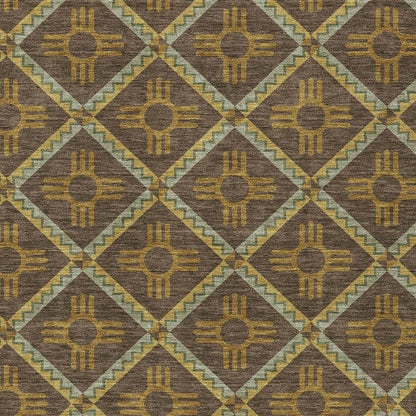 3' X 5' Chocolate And Taupe Geometric Washable Indoor Outdoor Area Rug HomeRoots